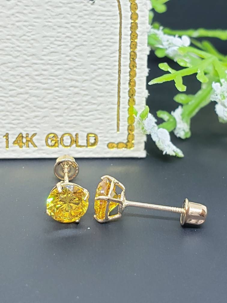 14k Yellow Gold Citrine Earrings - 12443