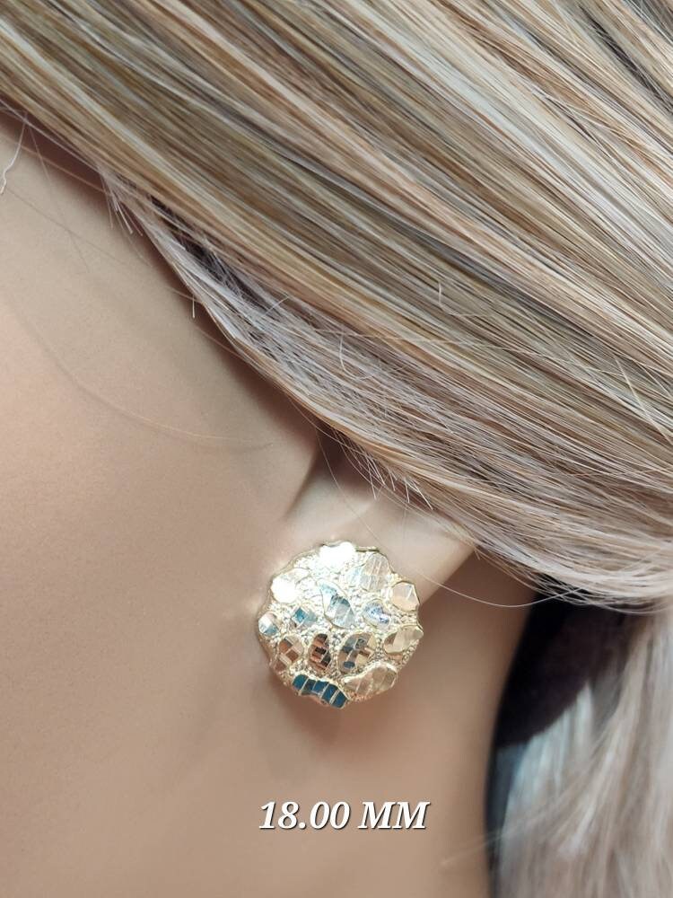Gold diamond 2024 cut nugget earrings