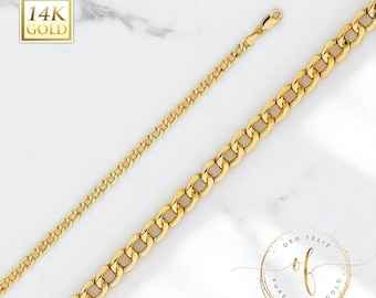 Real 14K Gold Hollow Cuban Chain  2.00mm - 6.70 mm  Mens Women 16 " -24 "