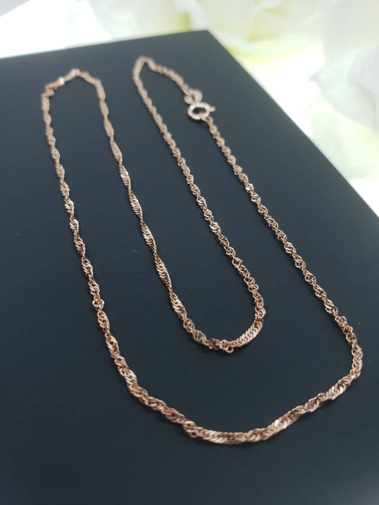 thumbnail image 2 of 585 Real Gold Singapore Chain Necklace - 1.2mm, Rotated, 38-50cm, 14K Yellow Gold 2 of 6