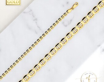 Real 14K Gold Hollow Gucci Light Flat Mariner Chain 2.50mm -5.50 mm  Mens Women 16 " -24 "