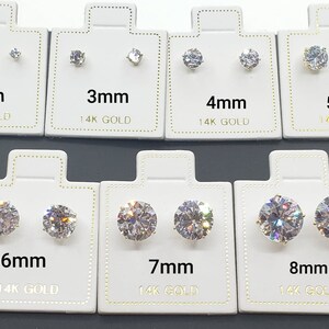 14K Solid Gold Aquamarine Earring March Birthstone Colors Screw Backing Earring with 4 Prong Setting image 9