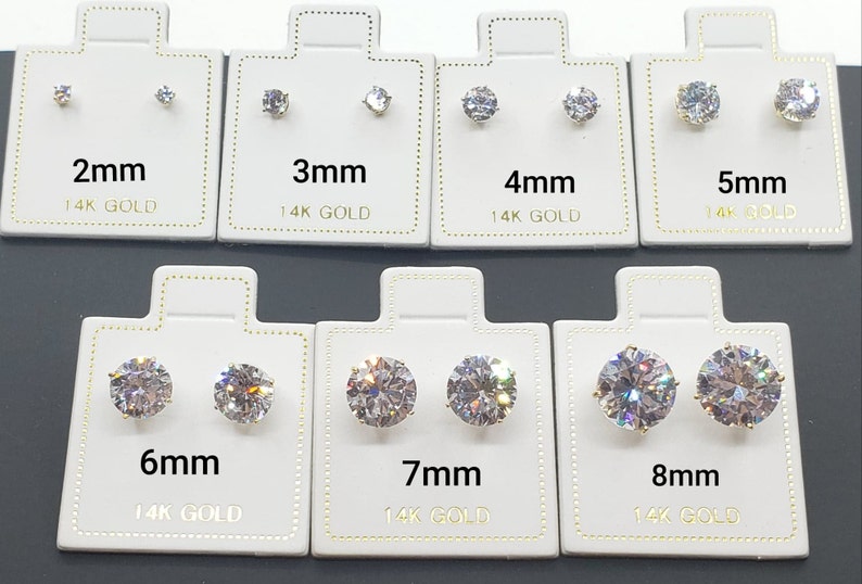 14K Solid Gold Aquamarine Earring March Birthstone Colors Screw Backing Earring with 4 Prong Setting image 9