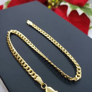 10K Yellow Gold 3.70 mm Miami Cuban Link Chain Bracelet Mens Womens, 7-10 inches Anklet. image 4