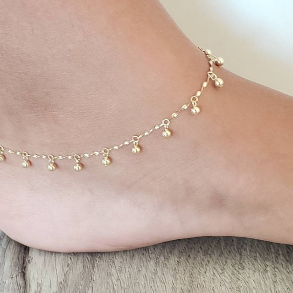 14k Gold Anklet - Etsy