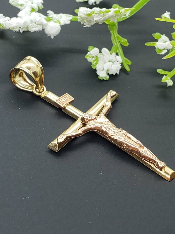 Croce Classica In Oro Giallo 18kt Con Zirconi Lavorazione Lucida - Foto 13