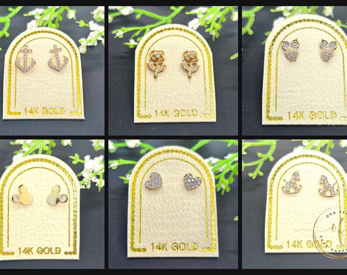 Korean  14K Real Yellow Gold • Baby Secure Screw Backs • Cute Small  Earrings •  Kids Girl Gift Birthday Earrings.