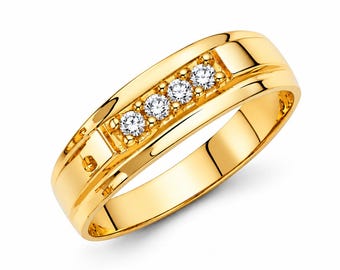0.60 Ct  14K Solid Gold Mens Wedding Ring Solitaire Round Cut Engagement Bands
