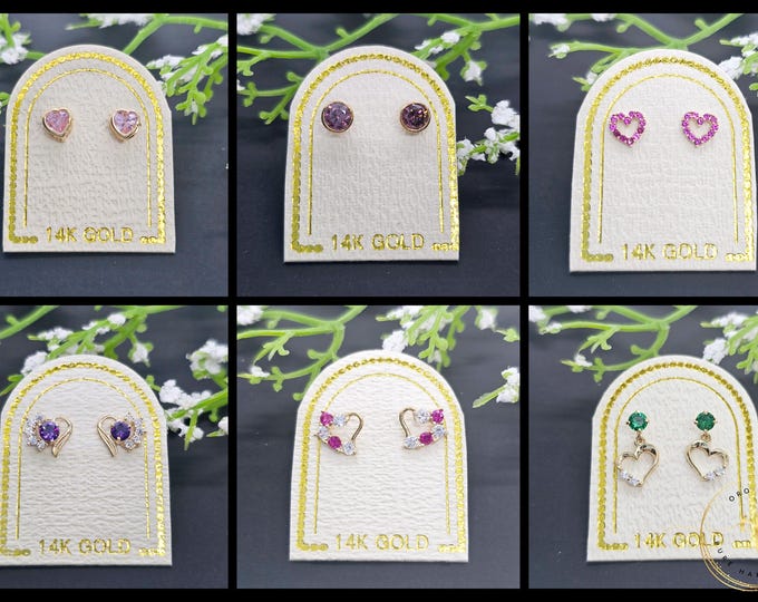 Korean Color 14K Real Yellow Gold •  CZ Earring  • Baby Secure Screw Backs • Cute Small  Earrings •  Kids Girl Gift Birthday Earrings.