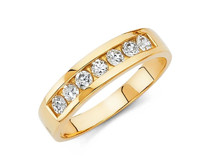 1.25 Ct Created Diamond  14K Solid Gold Mens Wedding Ring Solitaire Round Cut  Engagement Bands
