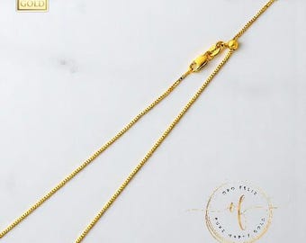 0.9 mm Adjustable Box Chain 14K Yellow or White Gold in  20" Inches