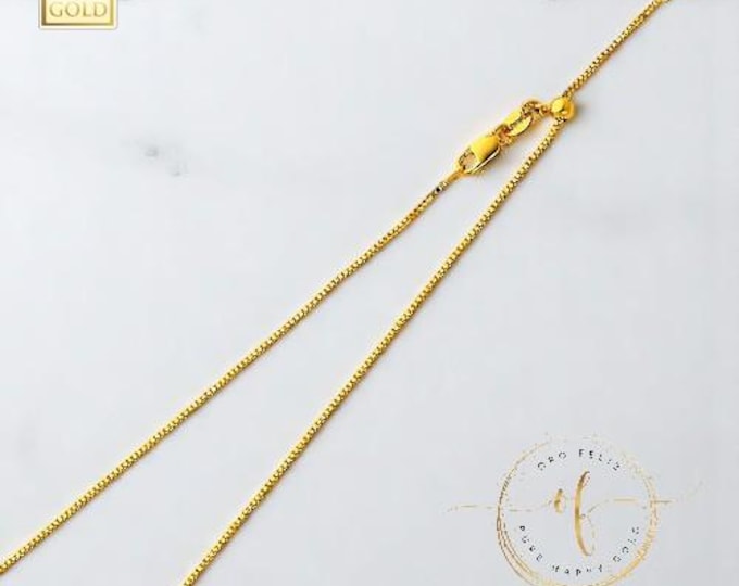 0.9 mm Adjustable Box Chain 14K Yellow or White Gold in  20" Inches