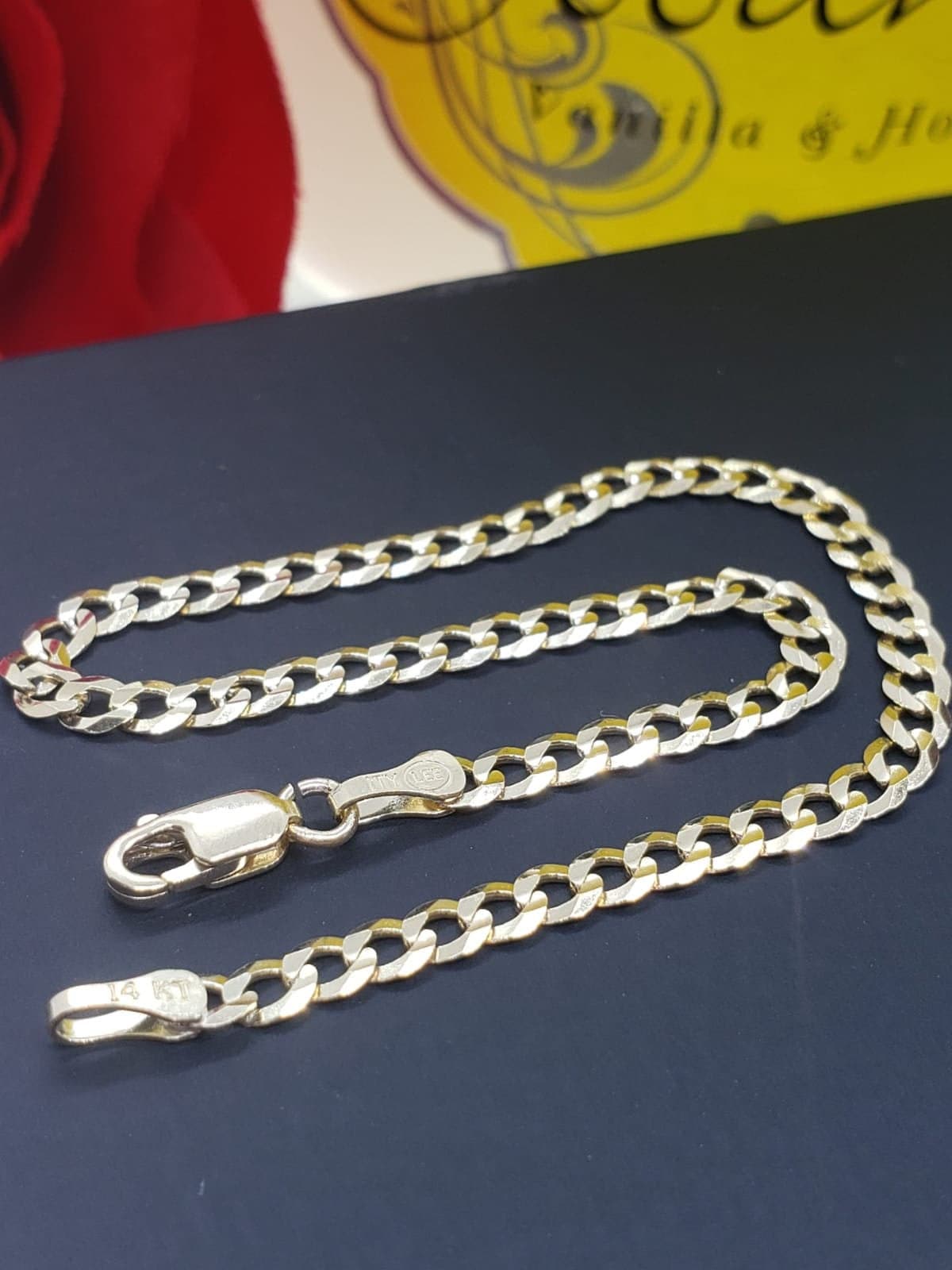 Women's Cuban Links Chain Bracelet in 14K Real Yellow Gold