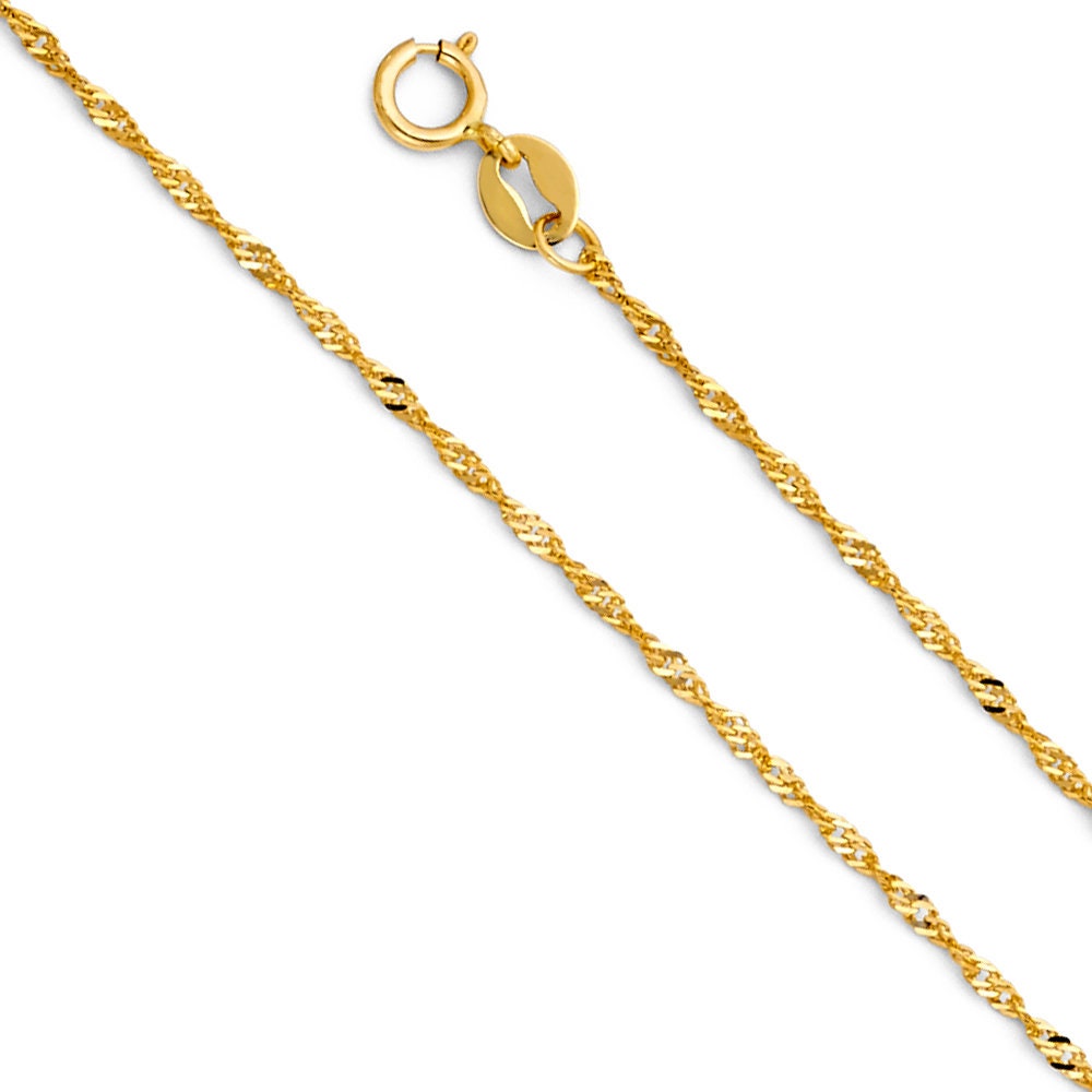 Singapore Chain, 10K Solid Gold Singapore Chain, 110K Singapore Chain, 6-24 Inch, 0.8 Mm 1.0 Mm