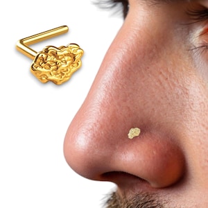 NUGGET 14K massivt gult guld storlek 3,00 mm Nugget Bar-nässtift, kartliknande nässtift, L-formad eller vriden crock-skruv eller kulled.