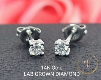 LAB GROWN DIAMANT 14K Massivgold • Diamant im Solitärschliff • Schwere Korb-Zinkenfassung Brilliance.