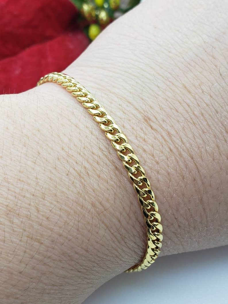 10K Yellow Gold 3.70 mm Miami Cuban Link Chain Bracelet Mens Womens, 7-10 inches Anklet. image 5