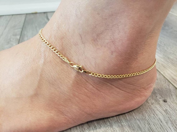 Buy 10k Yellow Gold Anklet, Anklet With Chain, 1.3mm Mariner Anklet, Gold Anklet  Bracelet, Dainty Bracelet, 10-inch Anklet, Anklets for Women Online in  India - Etsy