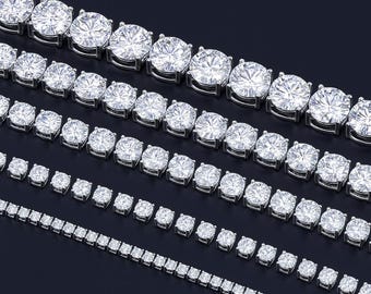 Moissanite Tennis Bracelet Solitaire Round Cut 925 Solid Silver For women's men's wedding Bridal Gift Birthday sold 1 piece of bracelet.