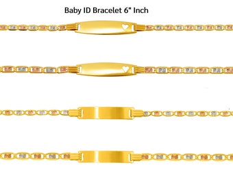 14K Real Gold Baby Valentino ID Bracelet Available in 4 design 6 inches
