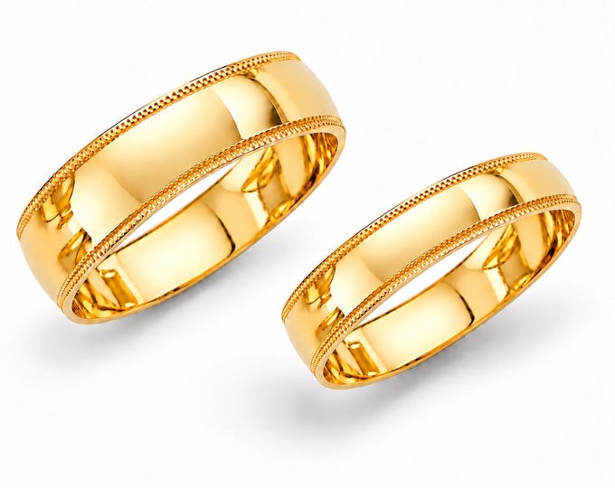 14K GOLD Milgrain Wedding Ring , Light Weigh Couple Band Wedding Ring Men's 1.50mm 2.20 Grams SZ 5-12