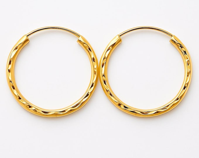 14k Real Gold • 1.8mm Shiny DC Endless Hoop Earrings • Gold Hoops • Endless Gold Mini Hoop 13 mm - 50 mm •