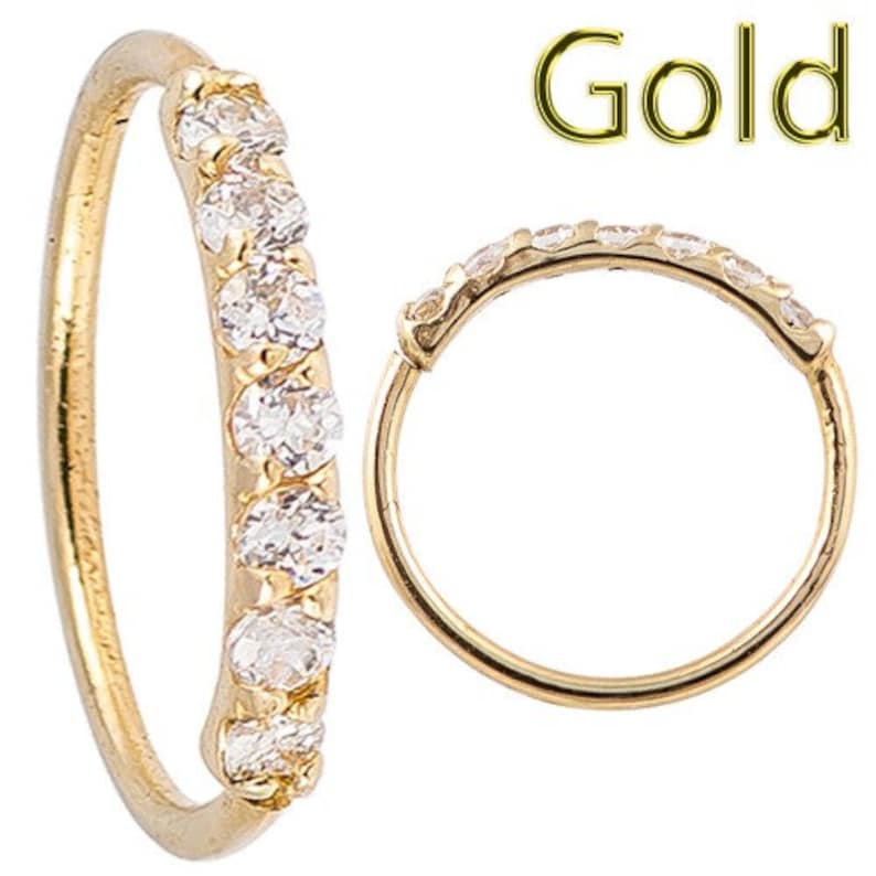 Genuine Diamond OR Lab Diamond 14K REAL Solid Gold Nose Ring Etsy
