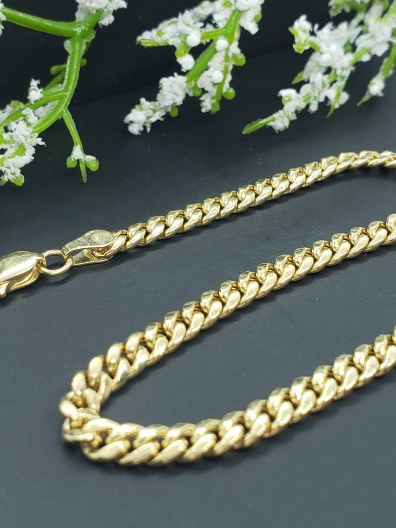 SOLID 14K Real Yellow Gold Miami Cuban Link Yellow Gold 3.30mm Etsy