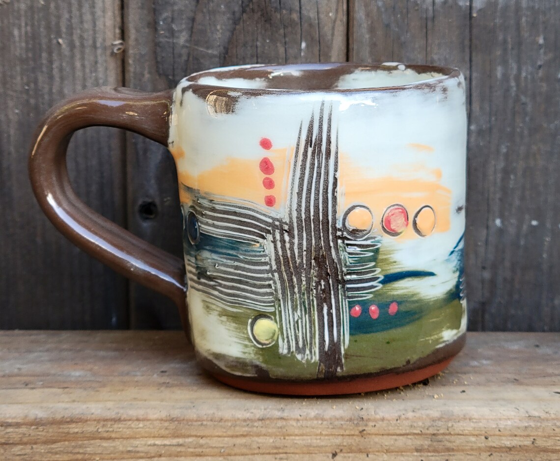 Hand Made Ceramic Mugsterra Cotta Red Clay Decorated With Etsy Australia