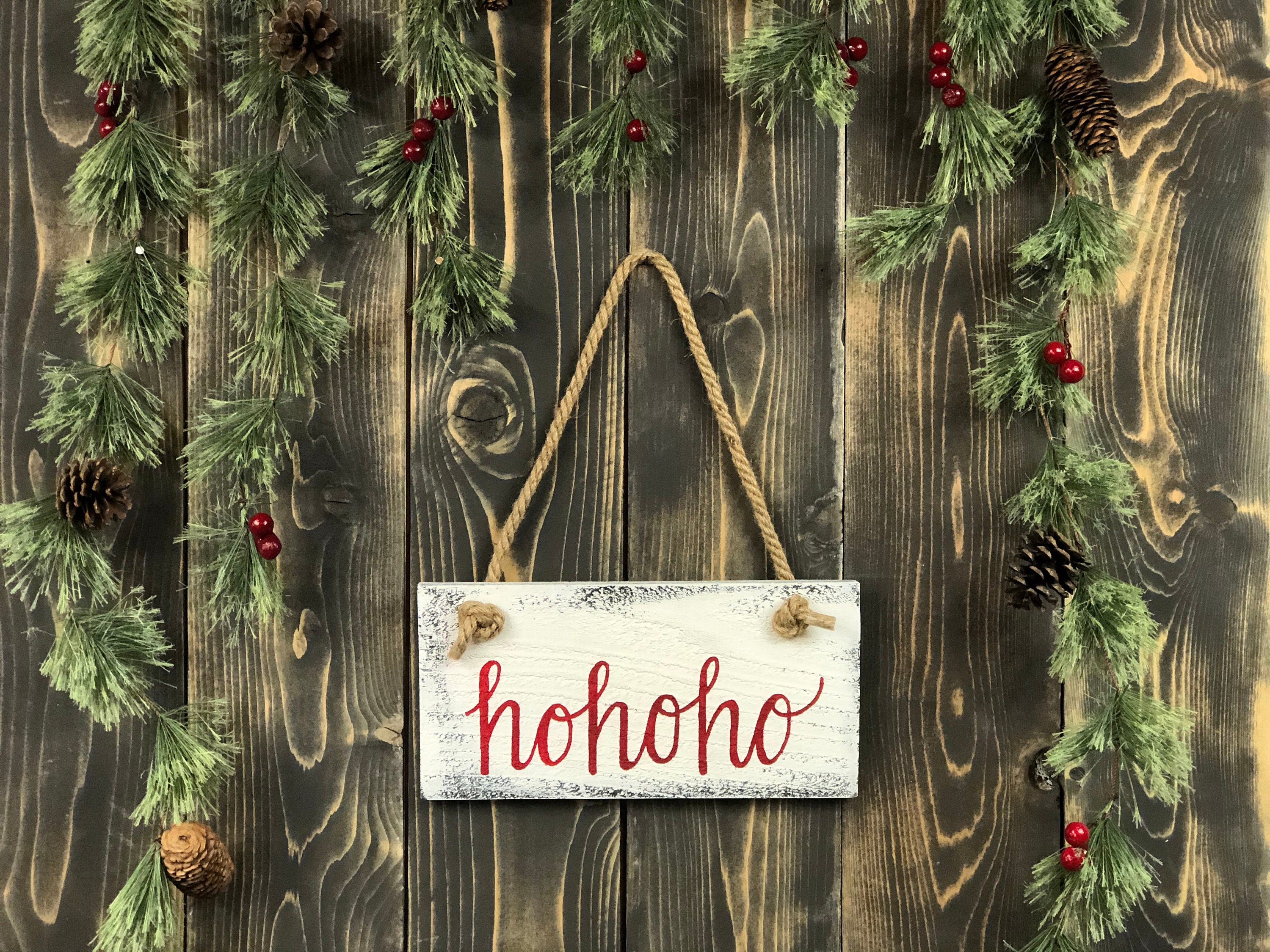 Christmas Sign Ho Ho Ho Sign Christmas Plaque Hand Painted Etsy