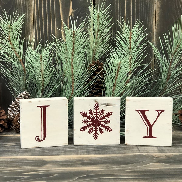 Joy Décor, Christmas Blocks, Christmas Décor, X-Mas Décor, Holiday Décor, Wood Joy Blocks, Farmhouse X-Mas Décor, Rustic Christmas Décor