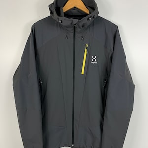 Mens Haglofs Skarn Hybrid Jacket Gray Outdoor Travel Hiking Windbreaker Size L