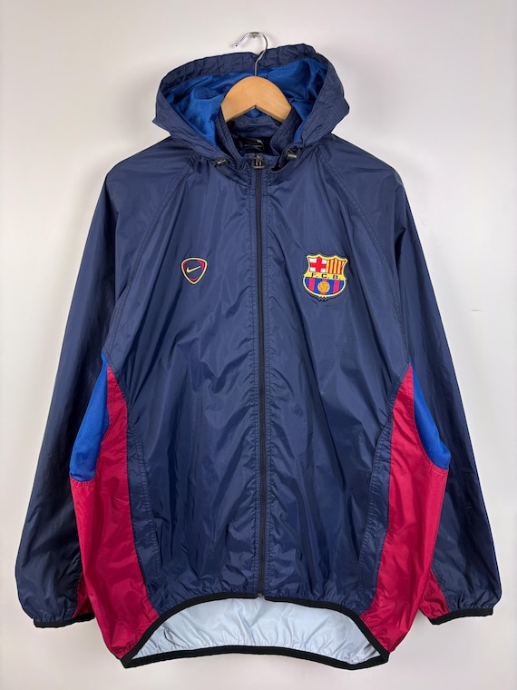 Vintage 2000s Nike Team FC Barcelona Light Jacket Windbreaker Blue