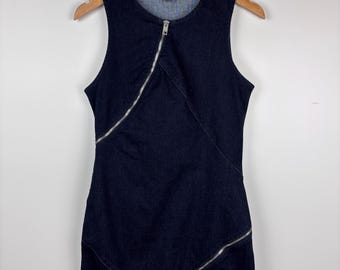 Womens Diesel Denim Full Zip Dress Navy Blue Size M