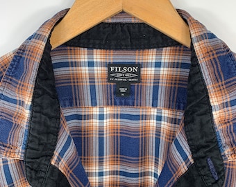 Chemise Filson Outdoor – Homme, Marron à Carreaux, Manches Longues, Boutonnée, Taille XL