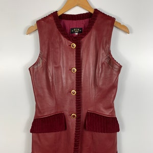 Jahrgang MCM Leder Wastcoat Gilet Damen Weste Größe 38