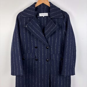 Womens Gerard Darel Paris Double Breasted Wool Coat Navy Blue Size 38