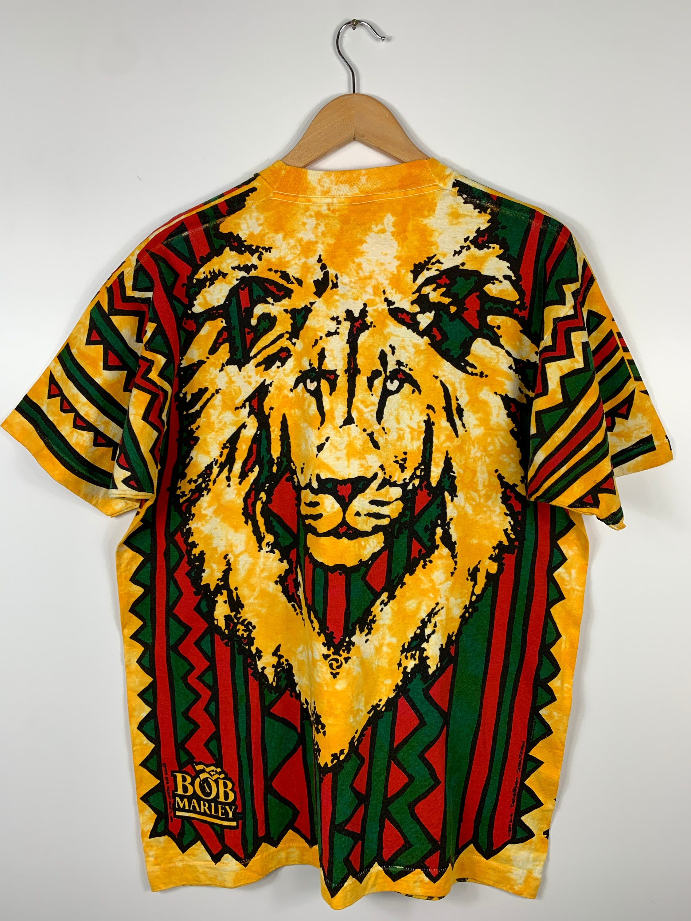 Vintage 1994 Bob Marley Liquid Blue T-shirt Double Sided Print 