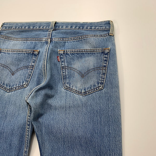 Mens Vintage Levis 501 Denim Jeans Stonewash Straight Blue Size 32x30