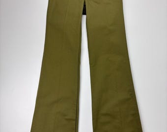 Vintage 70s MacLean Flared Pants Retro Trousers Green Size 173