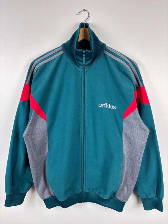 Vintage 90s Adidas Track Zip Jacket Green Gray Mens Size M - Etsy