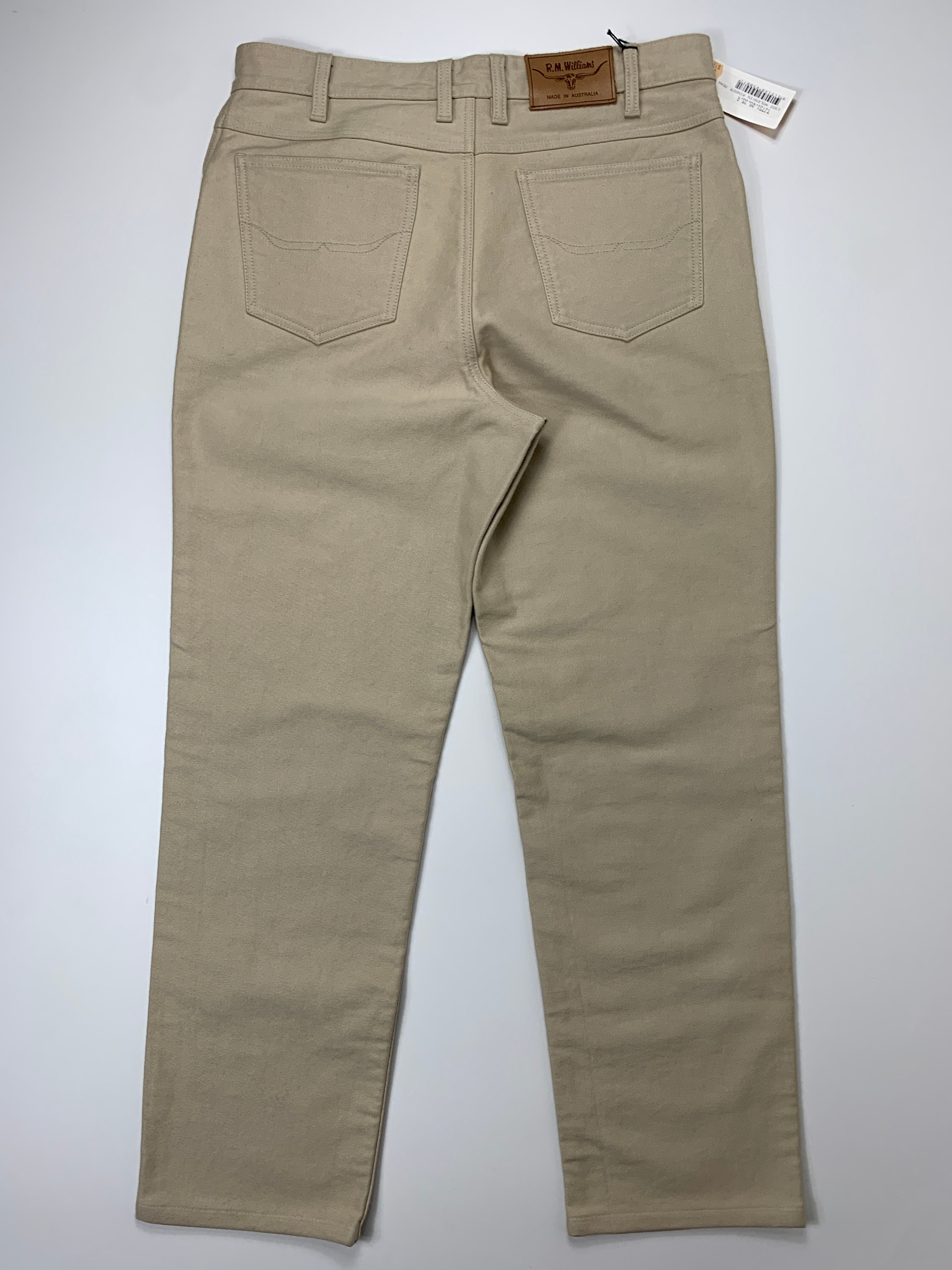 Vintage R.M. Williams Moleskin Ringer Jeans Straight Pants Beige Mens