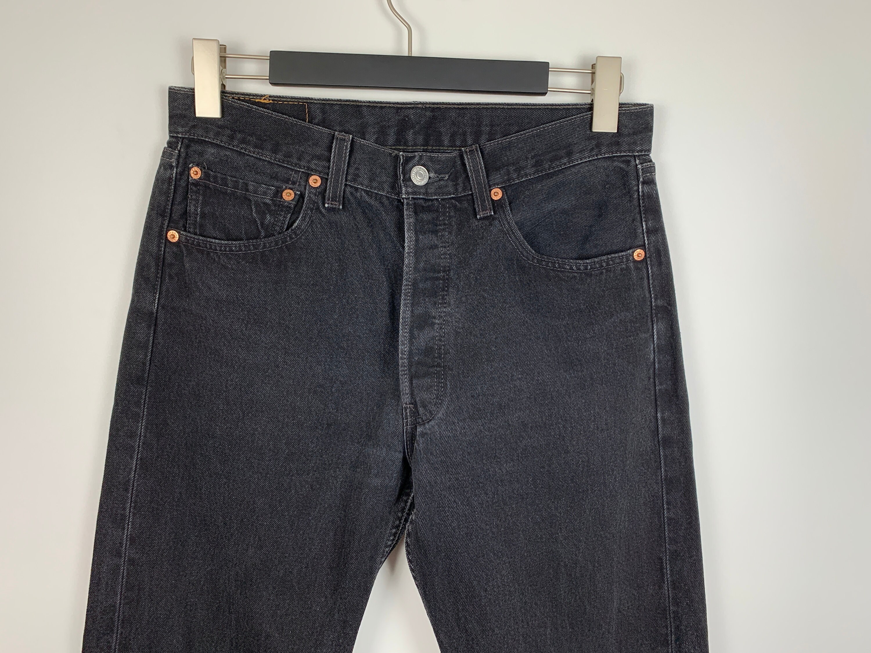 Mens Vintage Levi's 501 Black Denim Regular Straight Jeans Etsy
