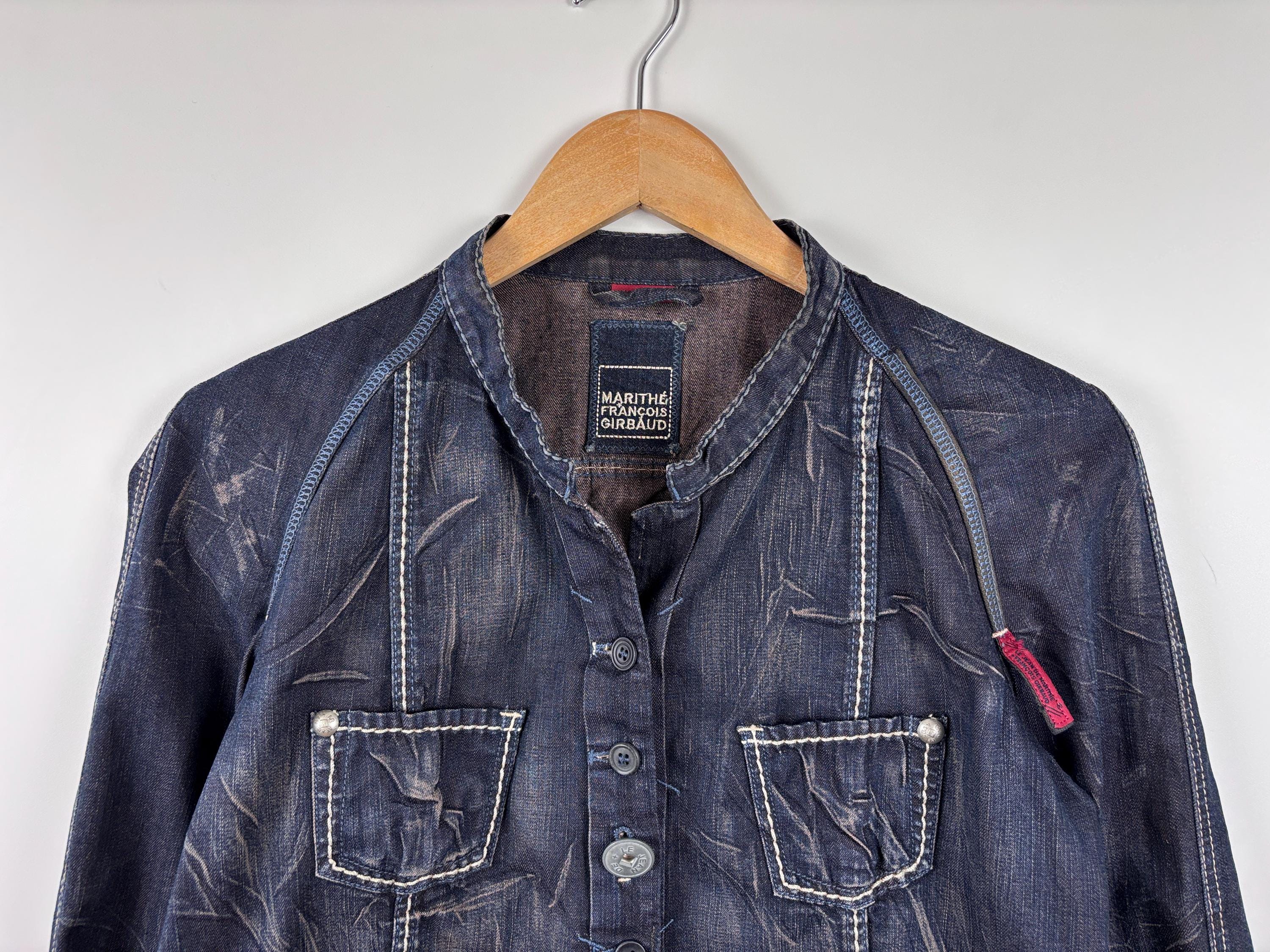 Vintage Marithe Francois Girbaud Denim Jacket Trucker Blue Size US