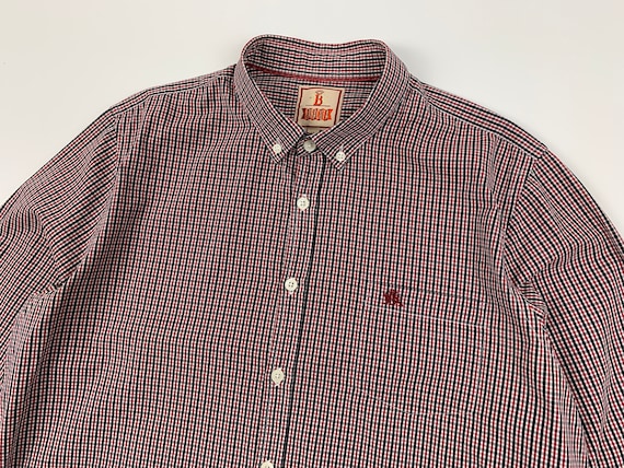 Mens Baracuta Button Down Shirt Check White Red P… - image 2