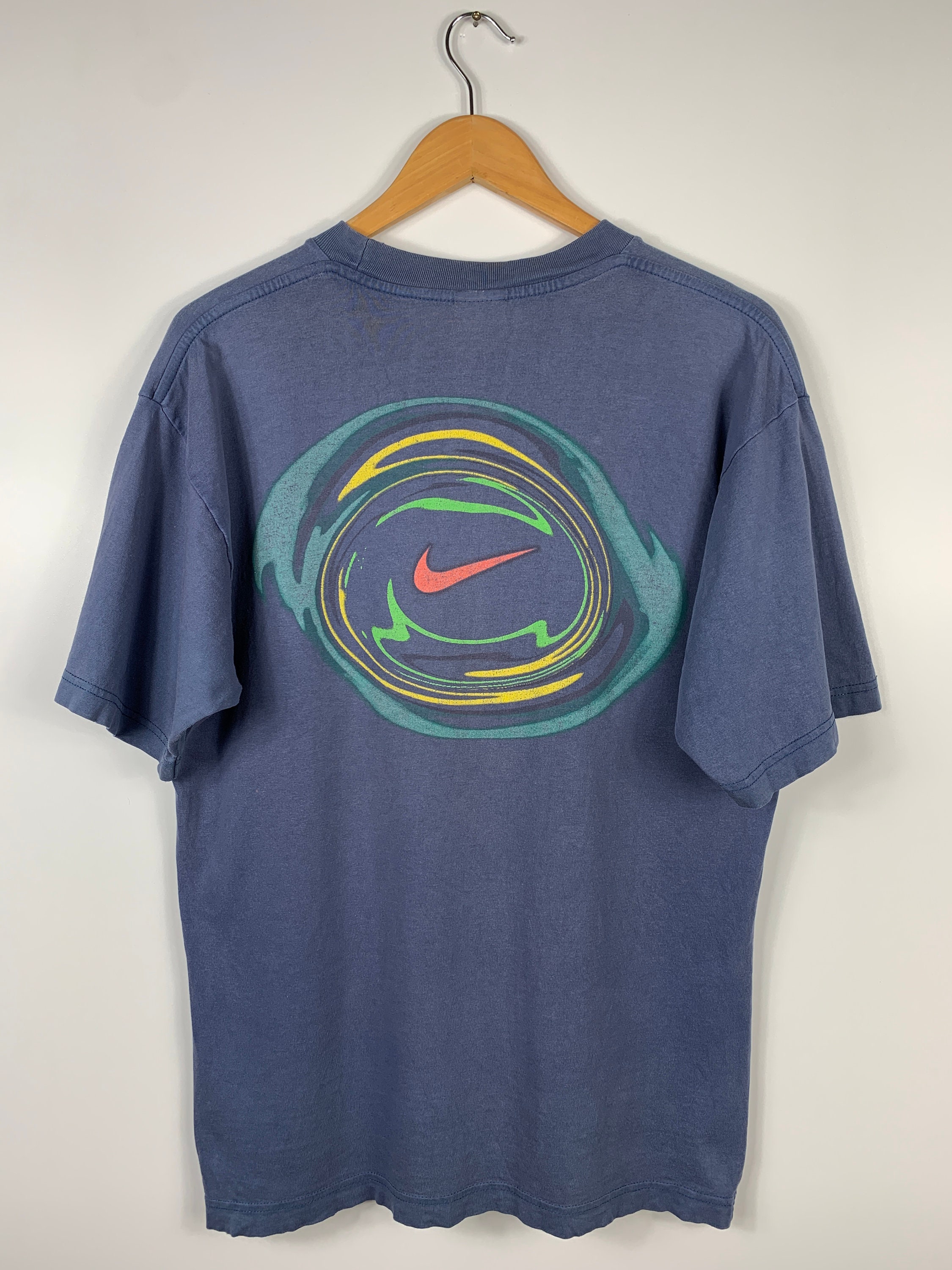 Vintage 90s Nike Double Side Swoosh Logo Blue Size M - Israel