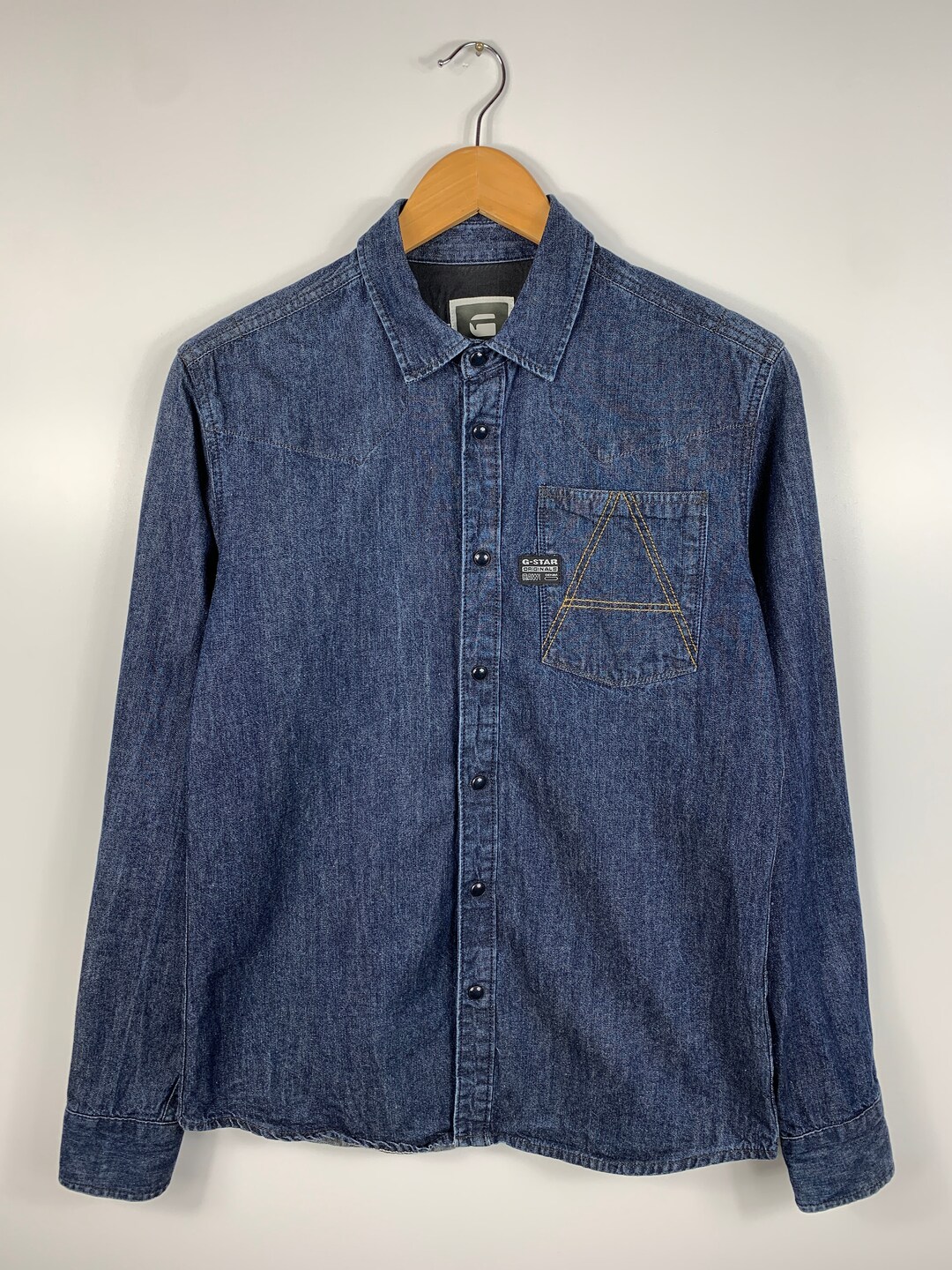 G-STAR Camisa Masculina Casual De Manga Comprida, Listra Enxaguada