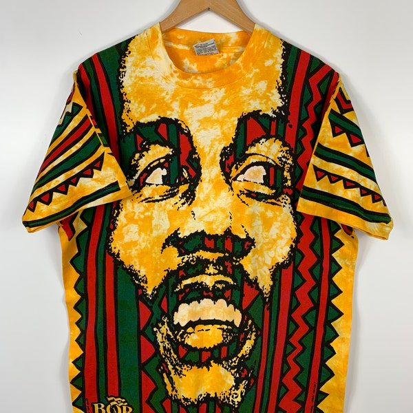 Vintage 1994 Bob Marley Liquid Blue T-Shirt Doppelseitiger Druck SELTEN Größe L