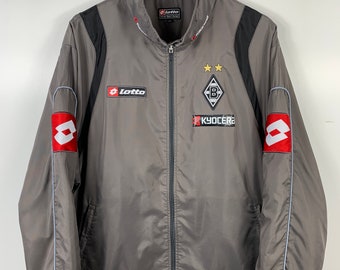 Vintage 90s Lotto FC Borussia Monchengladbach Track Zip Jacket Kyocera Gray XXL