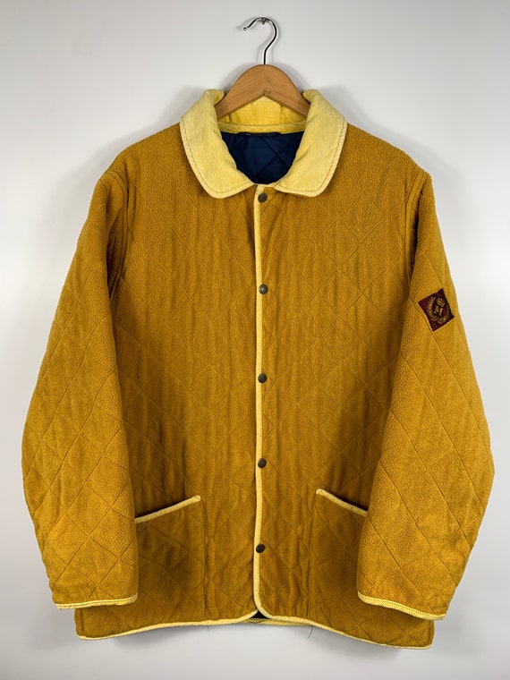 Mens Vintage Henri Lloyd Quilted Fleece Jacket Ye… - image 1